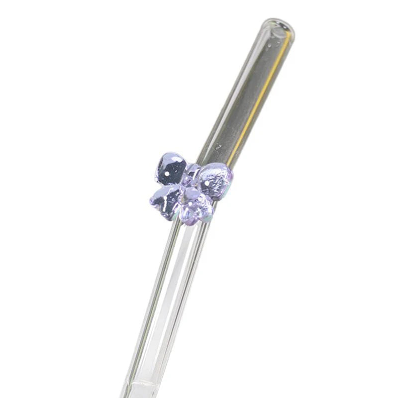 1 pajita de vidrio de 8 mm, reutilizable, con diseño de mariposa, resistente al calor, ideal para fiestas, bodas, cócteles, bares y playas.