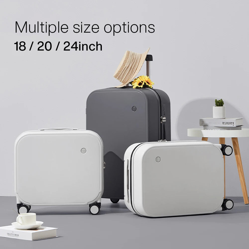 Maleta de viaje Mixi con diseño patentado para hombre y mujer, con ruedas giratorias, tamaño de cabina (18", 20" y 24", para facturar), 100% policarbonato.