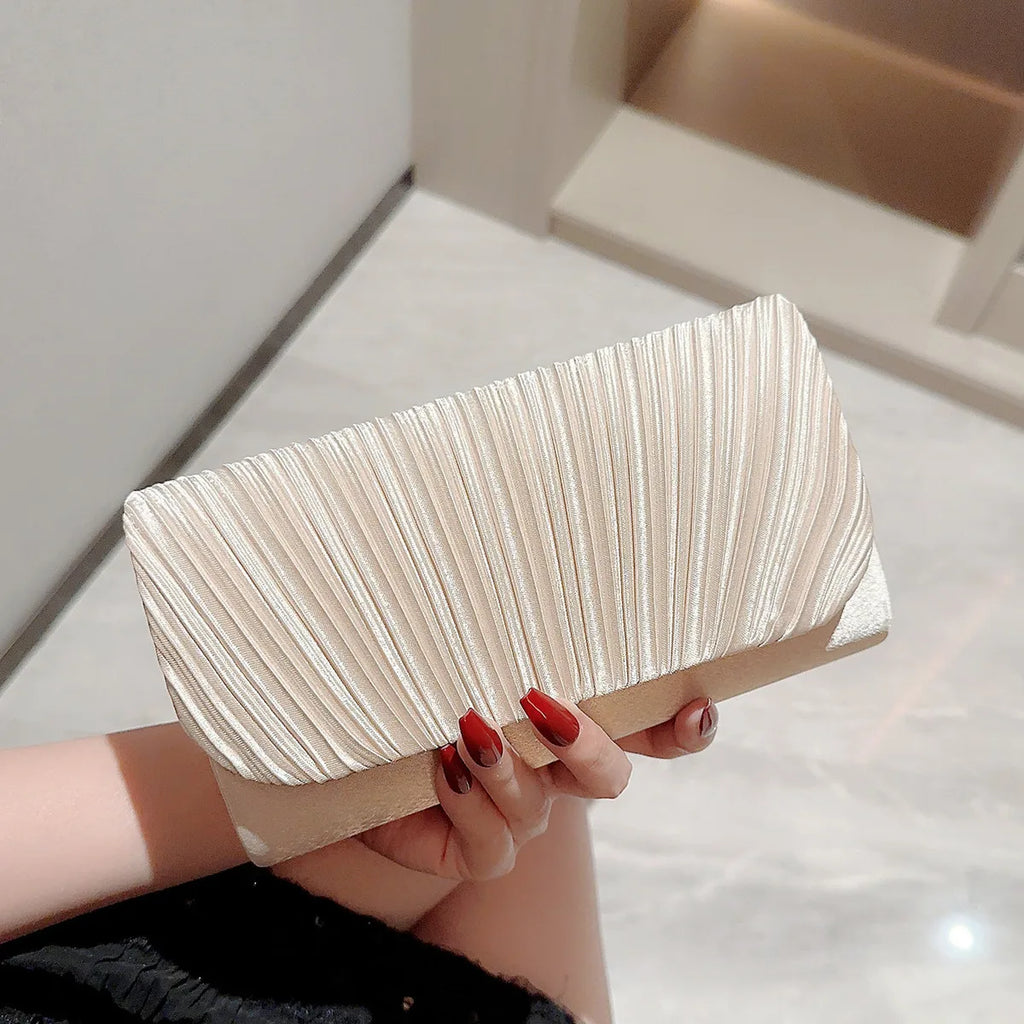 Bolso bandolera de un solo hombro con textura elegante y a la moda, bolso de fiesta, bolso de mano elegante y lujoso, bolso de mano plegable de noche.