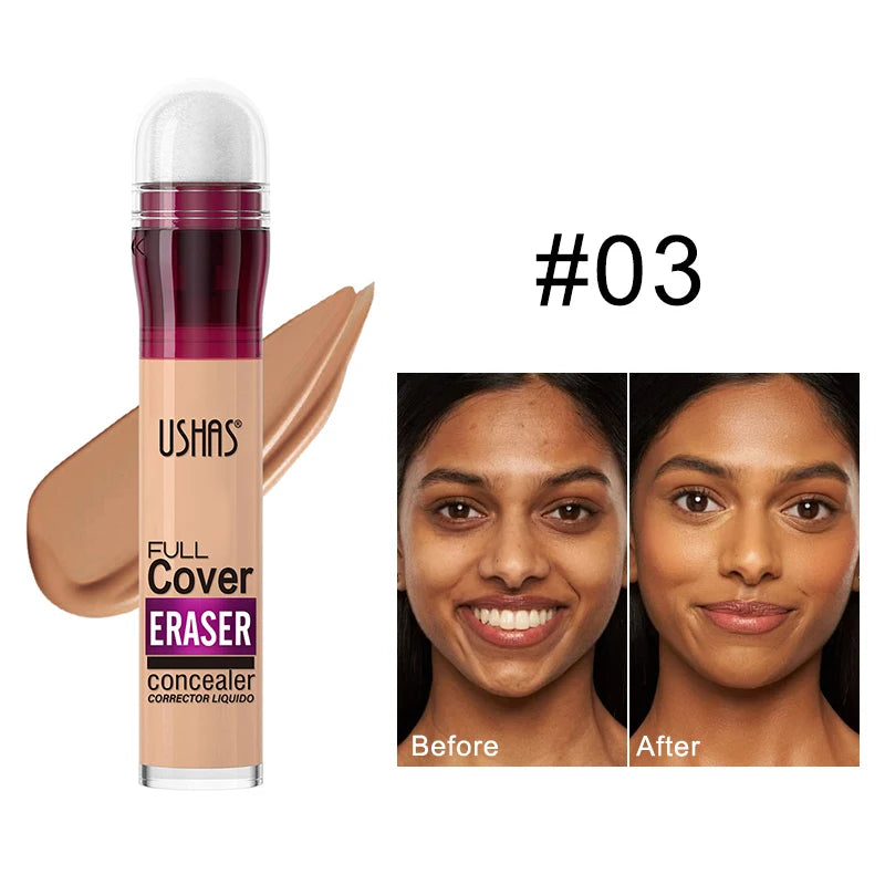 Corrector con cabezal de esponja para ojeras, lágrimas, pecas, acné, pigmentación e imperfecciones, creando una piel de aspecto natural.