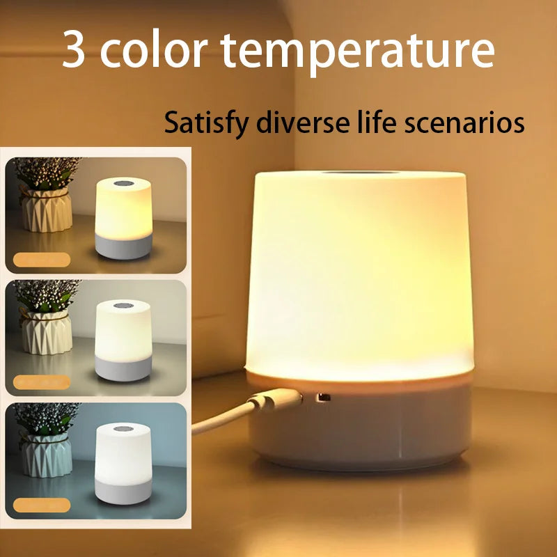 Lámparas de noche LED para mesita de noche, 3 colores, regulables, recargables, para escritorio, iluminación decorativa para dormitorio, lámparas de mesa táctiles para lectura.