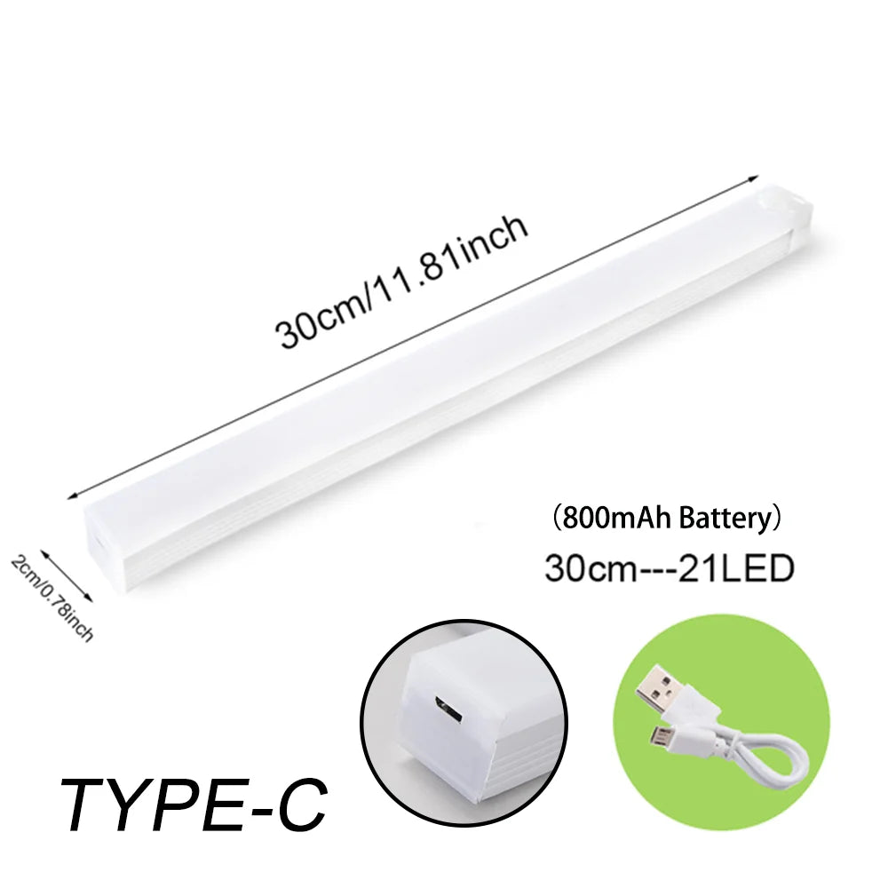 Luz con sensor de movimiento, luz nocturna LED inalámbrica, luz recargable tipo C, lámpara para armario, lámpara de armario, retroiluminación de escalera para cocina LED