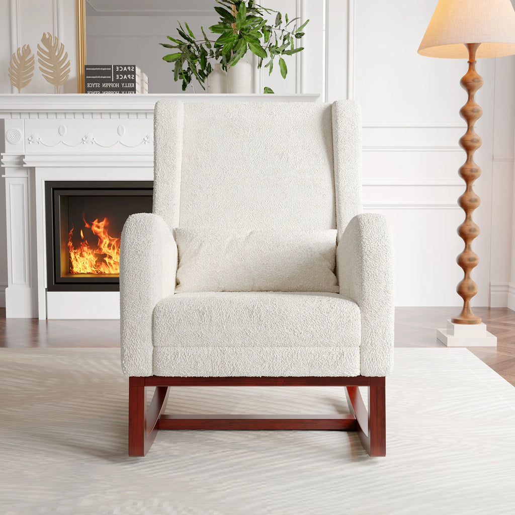 Mecedora Anajqaqia, silla para sala de estar, sillón, con base de madera y 2 bolsillos laterales, capacidad de carga: 150 kg.