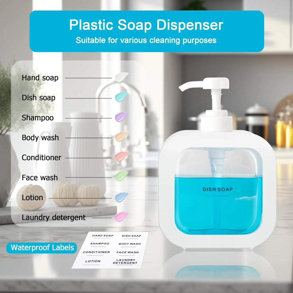 1 dispensador de jabón de baño recargable de 300 ml/500 ml para loción, champú y gel de ducha. Dispensador portátil de viaje con bomba de baño vacía.