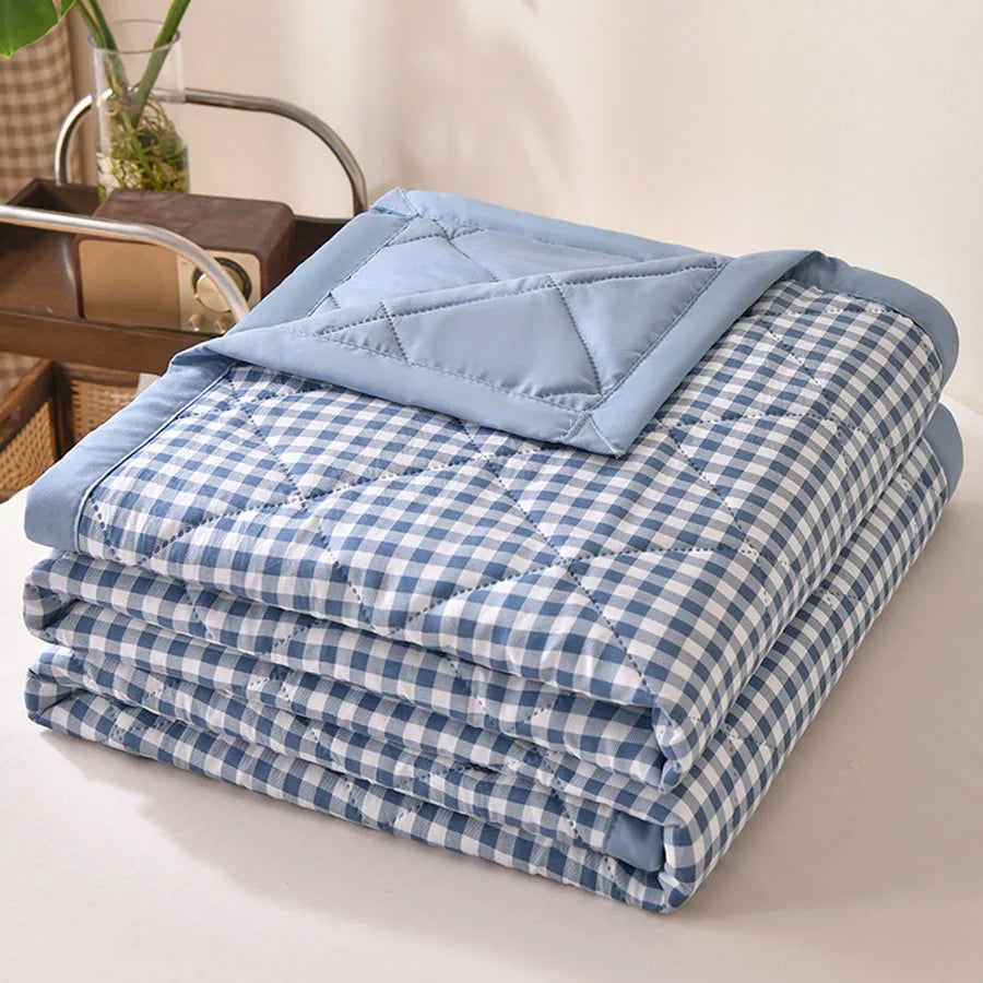 Edredón delgado de verano, suave, para aire acondicionado, para las cuatro estaciones, lavable a máquina, manta individual o doble, edredón acolchado ultrasónico