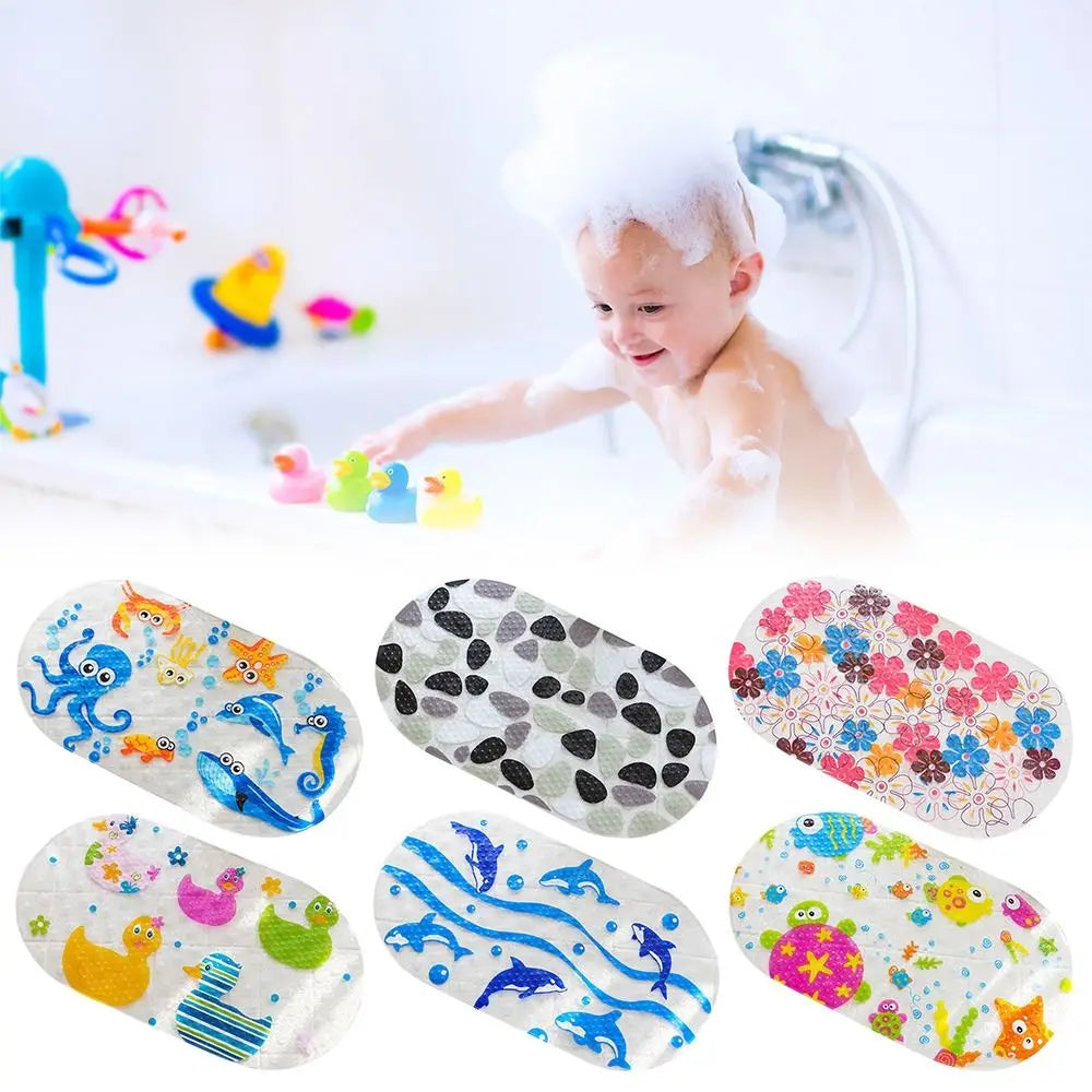 Alfombrilla de baño antideslizante de PVC suave con diseño de dibujos animados para niños, con ventosa, para ducha y bañera.
