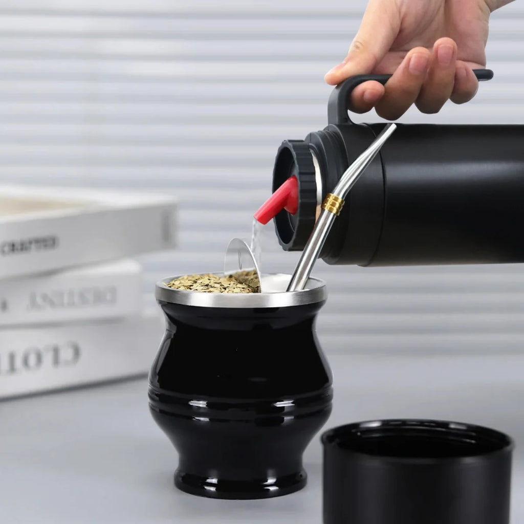 Termo de acero inoxidable para  mate, con aislamiento térmico, botella de agua argentina, gran oferta, Matero para  mate, 1000 ml
