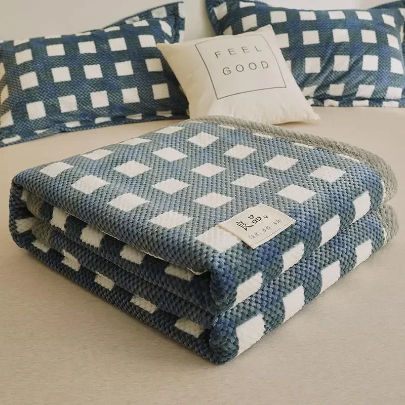 Manta de punto suave de hilo de chenilla, lavable a máquina, hecha a mano con ganchillo, ideal para sofá o cama.