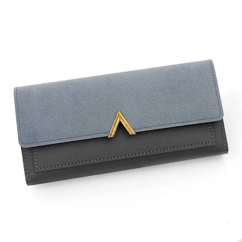 Nueva versión coreana de la cartera de mujer, cartera larga plegable en forma de V con hebilla, monedero de mano y tarjetero.