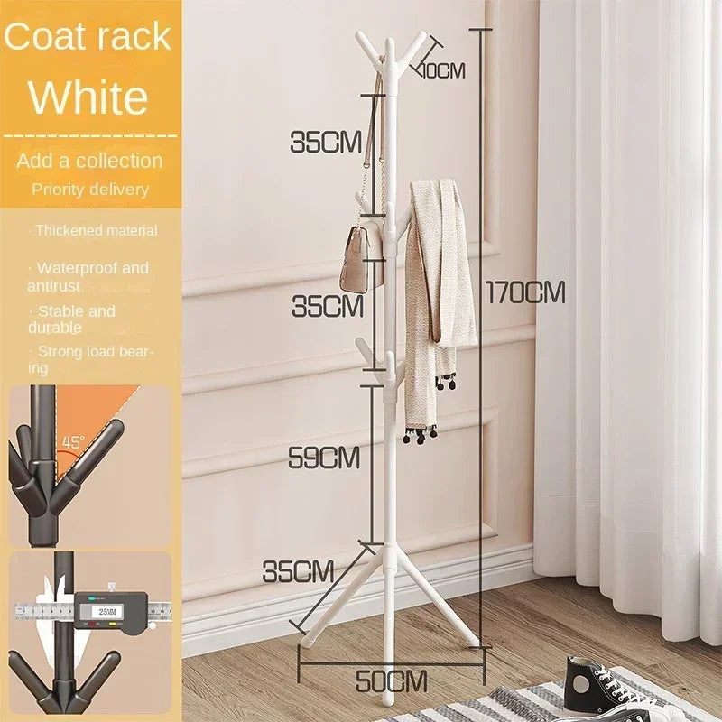 Perchero de pie con forma de rama de árbol, con múltiples ganchos, móvil y práctico para guardar ropa en la sala de estar o en casa.
