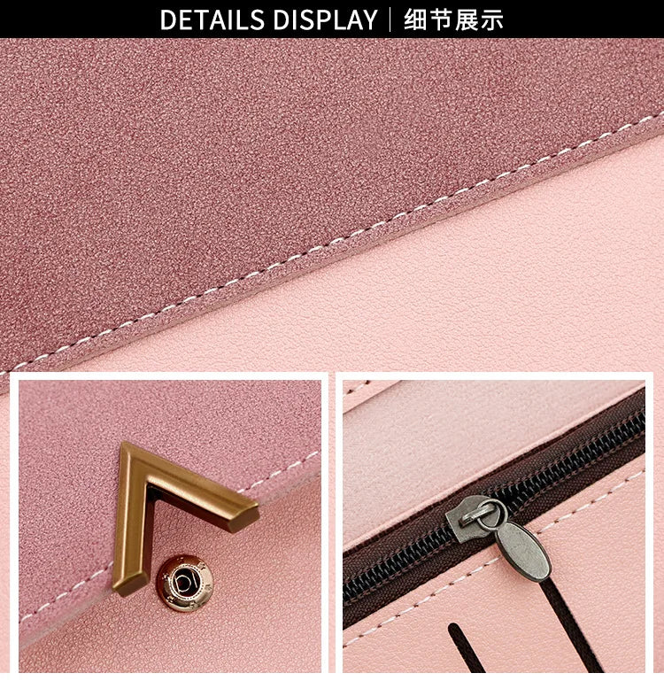 Nueva versión coreana de la cartera de mujer, cartera larga plegable en forma de V con hebilla, monedero de mano y tarjetero.