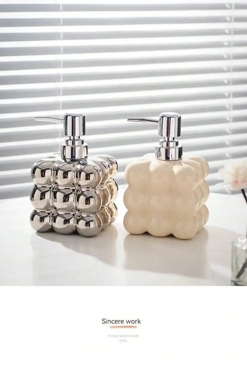 Dispensador de jabón líquido de 300 ml con dosificador de presión, botella separada, accesorios de baño, dispensador de champú y gel de ducha de cerámica para el hogar.