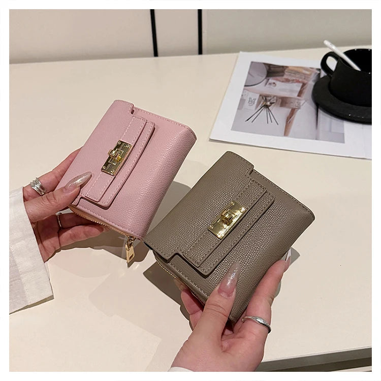 Cartera retro para mujer, gran capacidad, múltiples ranuras para tarjetas, comercio exterior, multifuncional, plegable en tres partes.