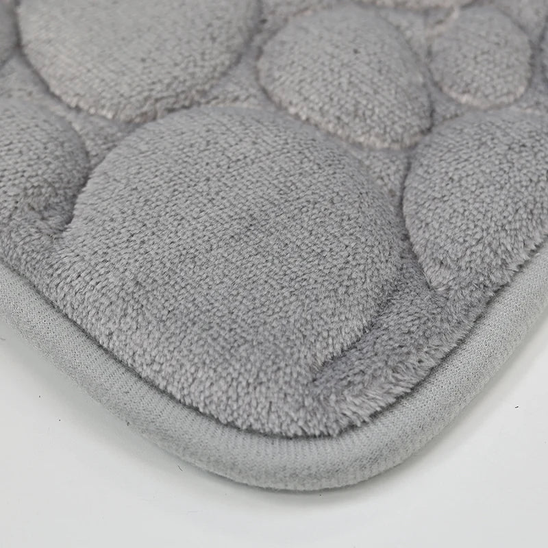 Juego de tres piezas: 1 juego de alfombras de baño sencillas, absorbentes de agua y antideslizantes con estampado de piedra, de color liso, cómodas y suaves.