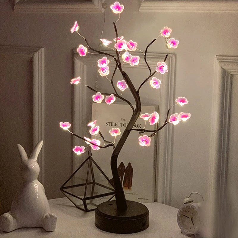 Lámpara de mesa LED con forma de hoja dorada, luces de hadas para árbol de Navidad, luces nocturnas, decoración para el hogar, fiestas, bodas, dormitorios, regalo del Día de la Madre