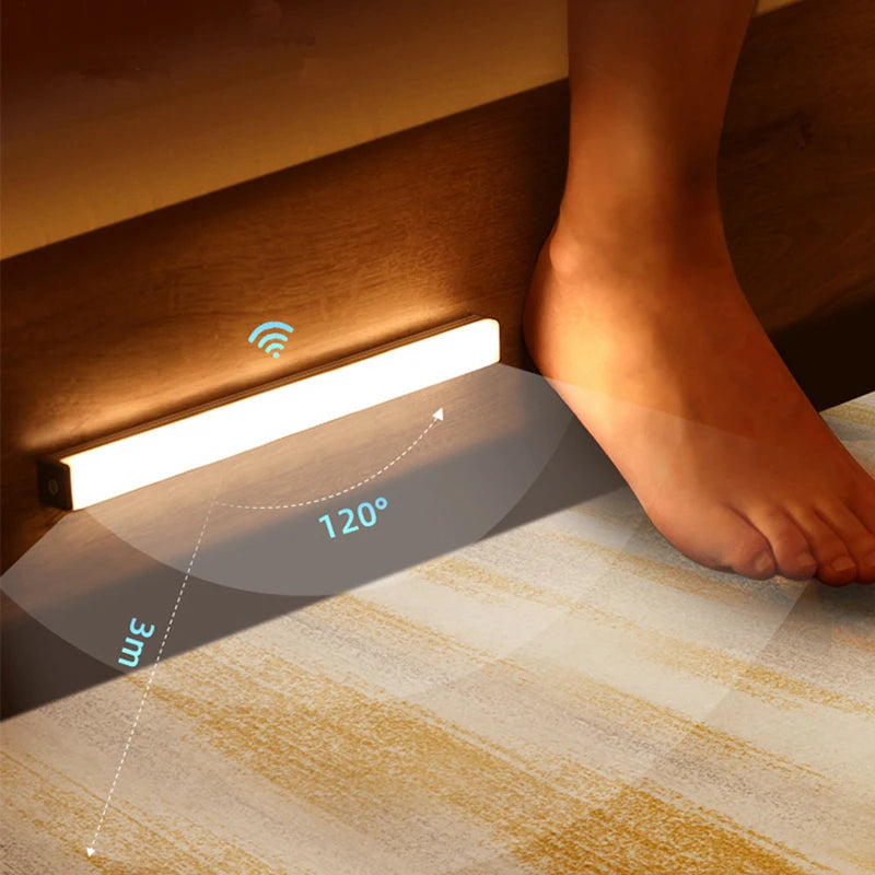 Luz con sensor de movimiento, luz nocturna LED inalámbrica, luz recargable tipo C, lámpara para armario, lámpara de armario, retroiluminación de escalera para cocina LED