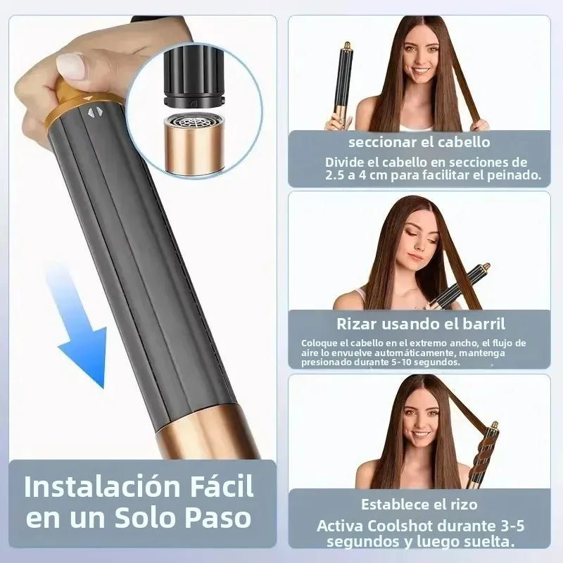 Estilizador de cabello multifuncional 6 en 1 SenCiciMen: rizador, cepillo de aire caliente, rizador de barril, secador de pelo profesional para cabello rizado.