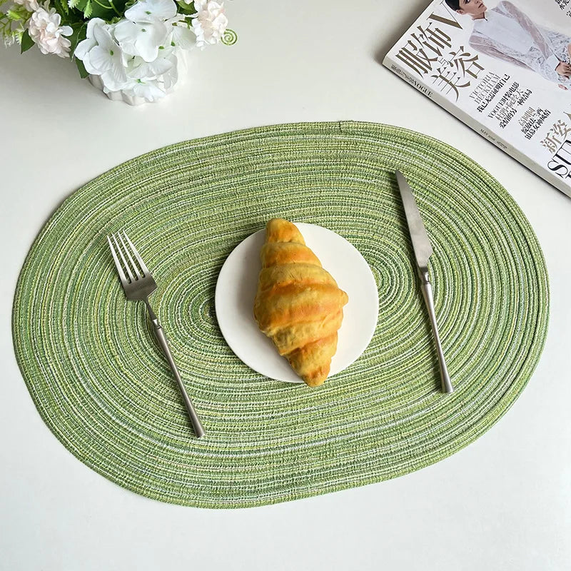 1/4/6/10PCS Salvamanteles ovalados trenzados para mesas de comedor, juego de manteles individuales extragrandes de tejido natural