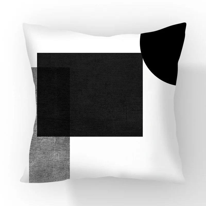 Funda de cojín geométrica en blanco y negro VIKAMA, funda de cojín moderna y minimalista para sofá de salón, funda de almohada para coche, decoración del hogar