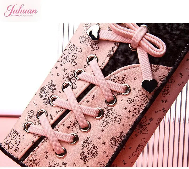 Cartera japonesa lolita para mujer, estilo casual, larga, de gran capacidad, con lazo, plegable, con tres compartimentos, linda y dulce, para tarjetas.