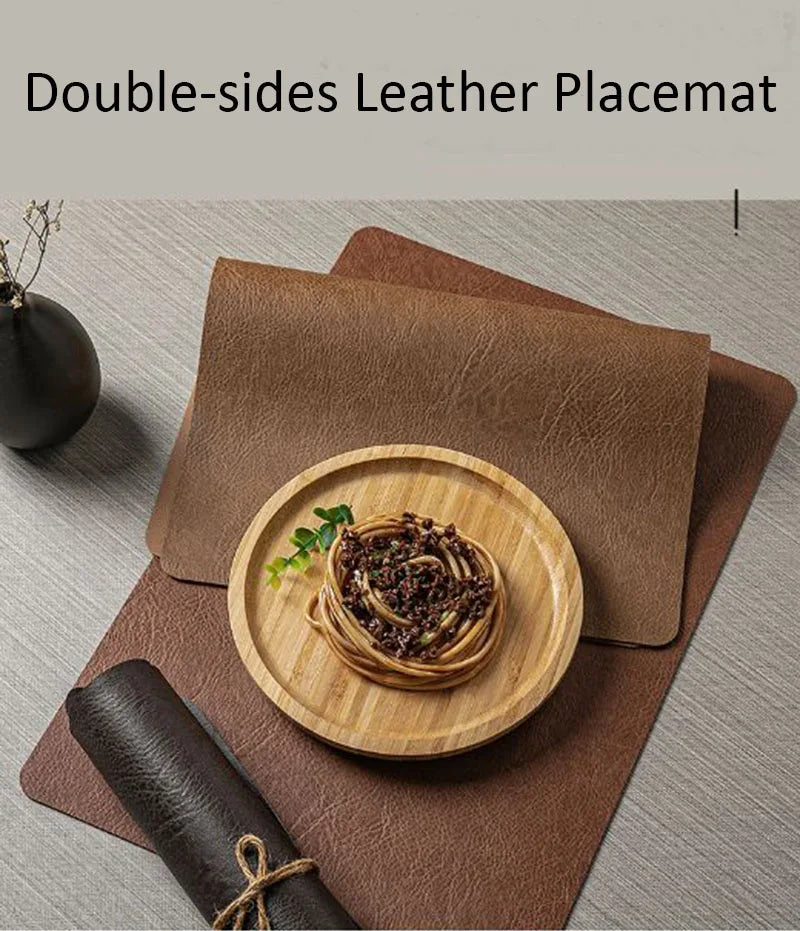 Manteles individuales de cuero de doble cara para cocina, manteles individuales resistentes al calor para mesa de comedor, posavasos, escurridor de platos