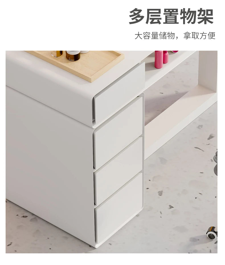 Cream Dust Collector Manicure Table With Lamp French Beauty Storage Nail Table Minimalist Aesthetic Table Ongle Salon Furniture