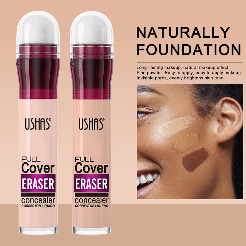 Corrector con cabezal de esponja para ojeras, lágrimas, pecas, acné, pigmentación e imperfecciones, creando una piel de aspecto natural.