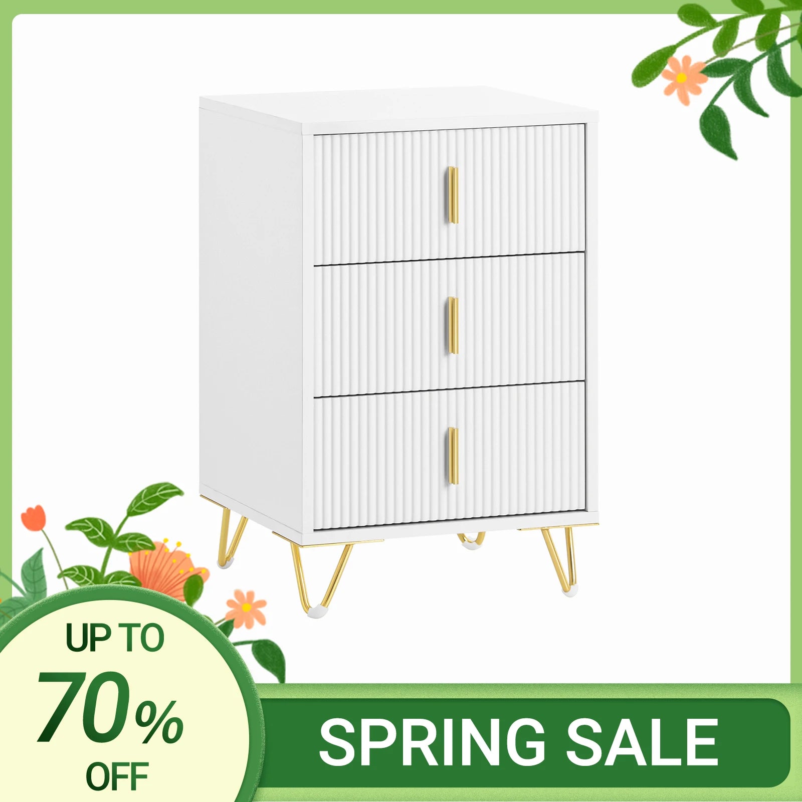 Mesita de noche SoBuy FBT115-L de 3 cajones para cama con somier, mesa auxiliar para sofá, mesa de centro, mesa para teléfono, mesita de noche