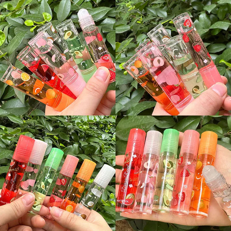 Aceite labial voluminizador transparente de 6 colores, brillo labial con efecto espejo, labial líquido transparente, hidratante, cuidado labial con frutas, maquillaje.