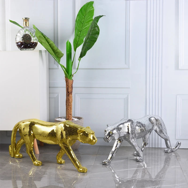Adornos largos de leopardo para decoración de sala de estar, figuras escultóricas, hogar moderno, mueble de TV, estatua de escritorio de oficina, 82 cm personalizados
