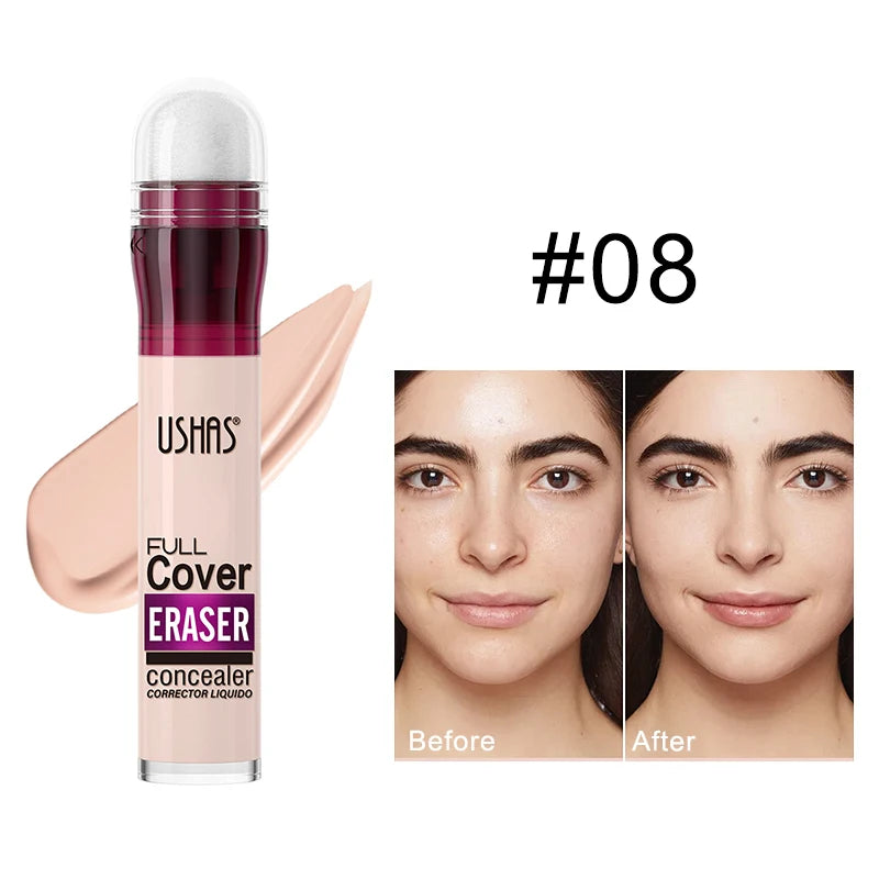 Corrector con cabezal de esponja para ojeras, lágrimas, pecas, acné, pigmentación e imperfecciones, creando una piel de aspecto natural.