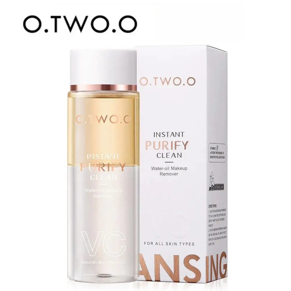 Desmaquillante bifásico con esencia de vitamina C para pieles sensibles. Disuelve instantáneamente el maquillaje más resistente sin irritar.