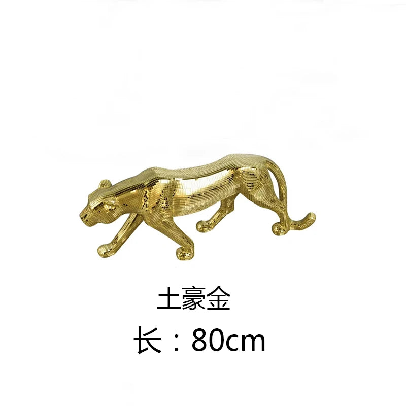 Adornos largos de leopardo para decoración de sala de estar, figuras escultóricas, hogar moderno, mueble de TV, estatua de escritorio de oficina, 82 cm personalizados
