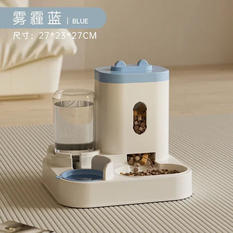Comedero automático para perros y gatos con bebedero, dispensador de comida de gran capacidad y accesorios para cachorros y mascotas.
