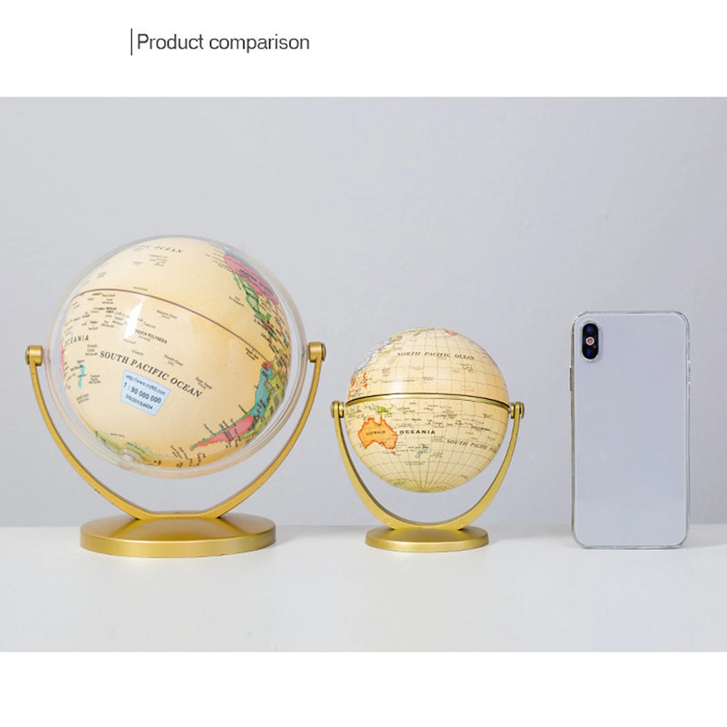Mini globo terráqueo giratorio de escritorio con mapa del mundo (edición en inglés)