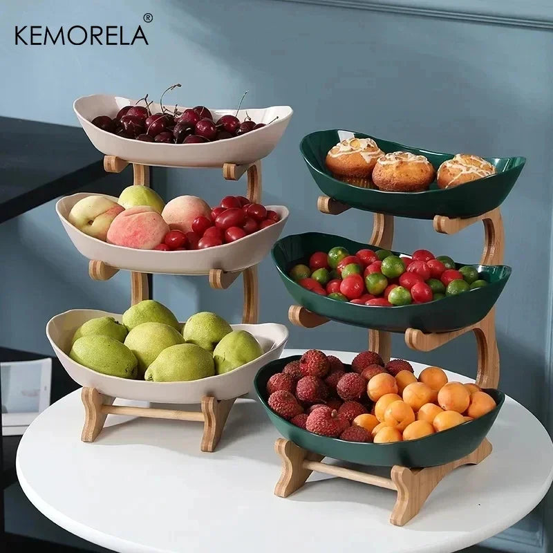 Plato de frutas de 2/3 capas para sala de estar, plato de plástico para aperitivos, cesta de frutas secas moderna y creativa, plato de dulces, soporte para pasteles, ensaladera.