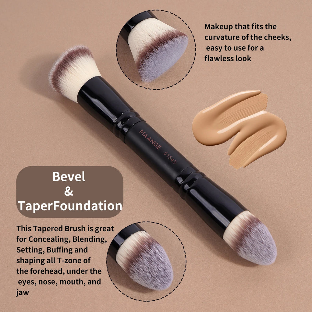 Set de brochas de maquillaje MAANGE para base, contorno y rostro con borlas para polvos. Perfectas para difuminar en mejillas, frente, mandíbula y nariz.