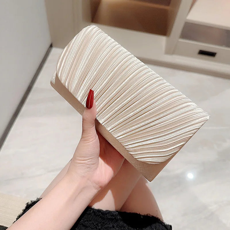 Bolso bandolera de un solo hombro con textura elegante y a la moda, bolso de fiesta, bolso de mano elegante y lujoso, bolso de mano plegable de noche.
