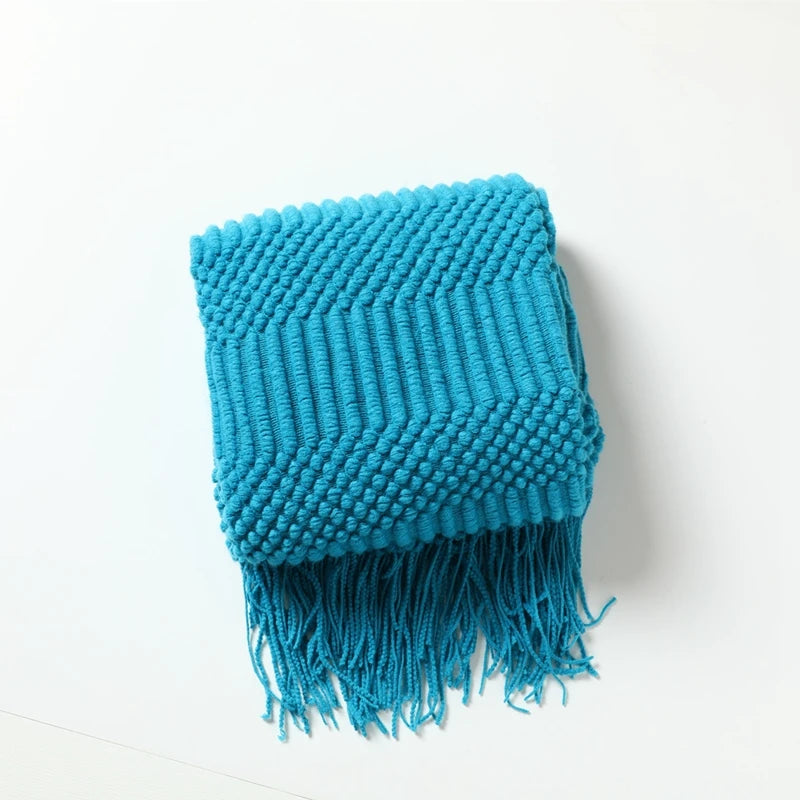 Manta tejida color caqui con borlas, gruesa, de estilo vintage, lujosa, estilo granja, cubrecama extragrande, manta para sofá