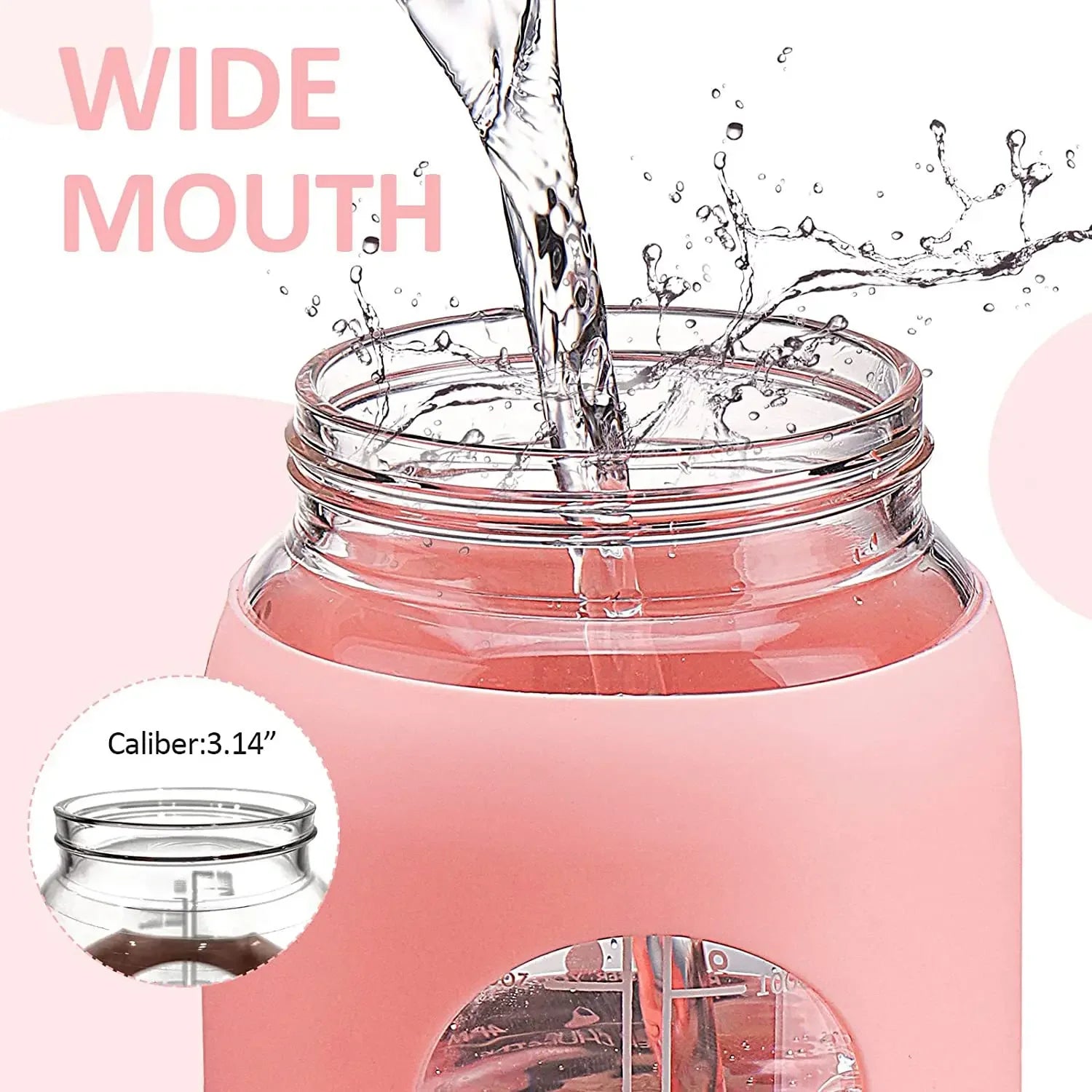 Botellas de agua de vidrio de 1000 ml con pajita, botella de vidrio con funda de silicona y marcador de tiempo, para gimnasio, camping, hogar y oficina.