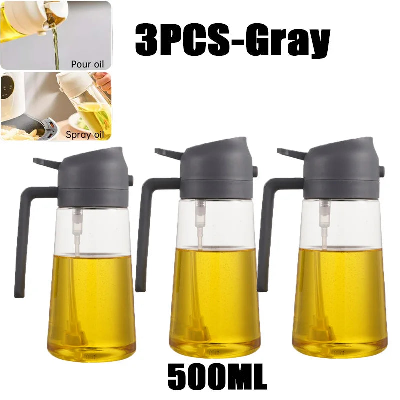 Botella pulverizadora de aceite de 200/300/500 ml para barbacoa, cocina, aceite de oliva, pulverizador de aceite de plástico para hornear, botella vacía, botella de vinagre o pincel de aceite