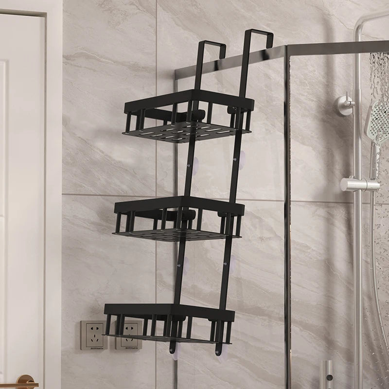 Estante de almacenamiento de tres niveles para pared de baño, estante para puerta, estante para gel de ducha, estante de almacenamiento para artículos de baño