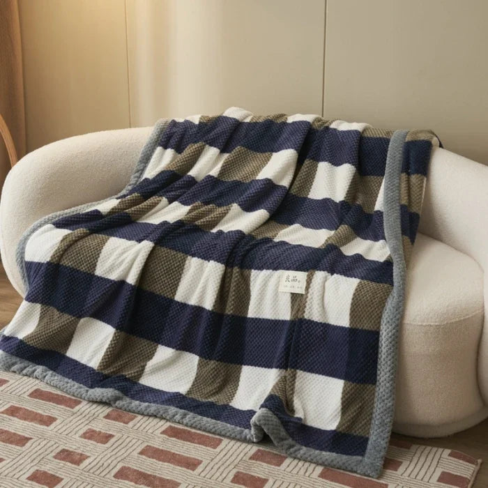 Manta de punto suave de hilo de chenilla, lavable a máquina, hecha a mano con ganchillo, ideal para sofá o cama.