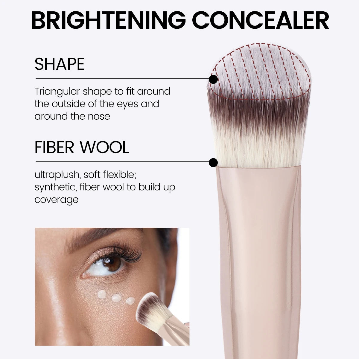 Brocha de maquillaje MAANGE para corrector de ojeras, brocha triangular para base de maquillaje líquida y en crema, herramienta para difuminar y corregir imperfecciones.