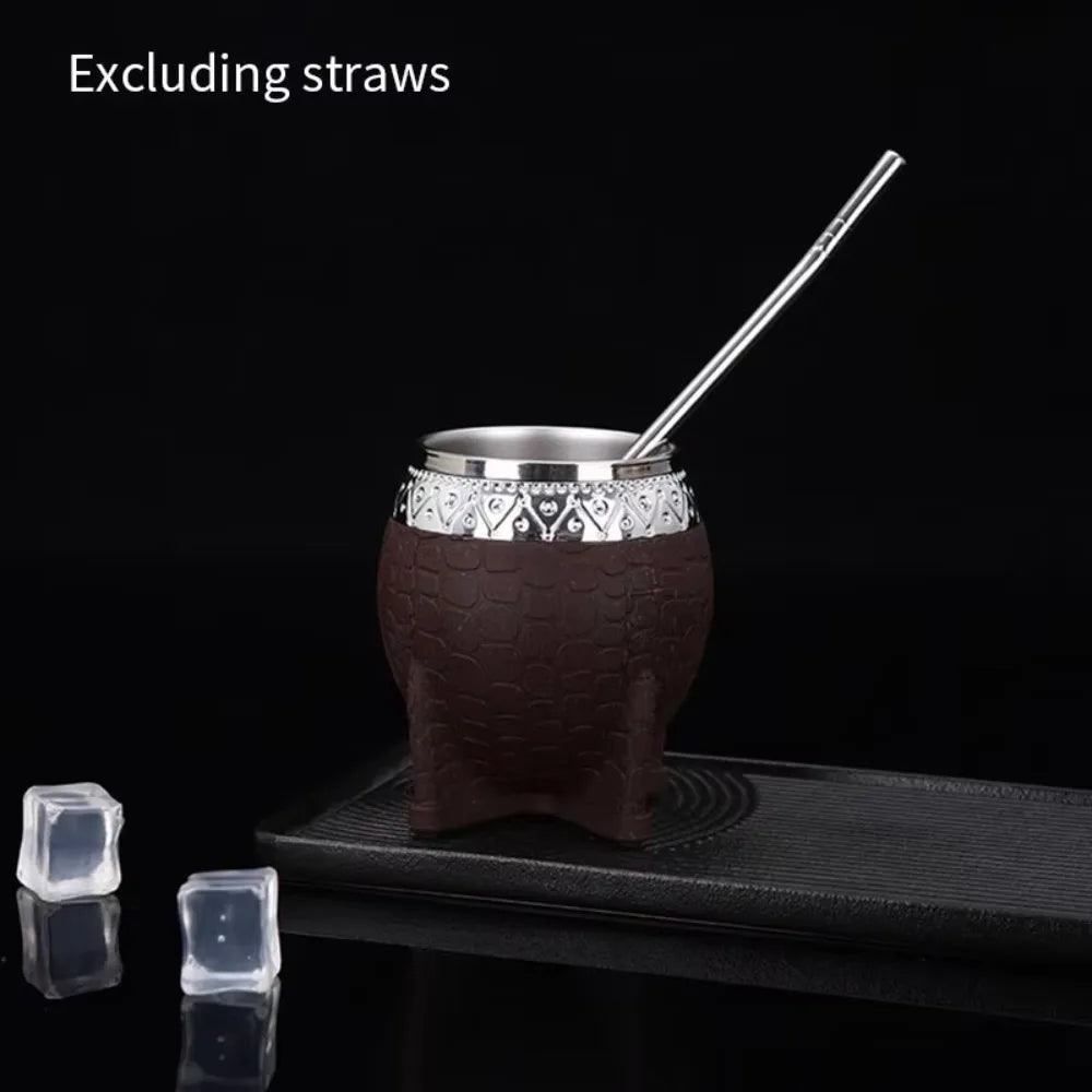 Taza para mate de acero inoxidable de doble capa con aislamiento térmico