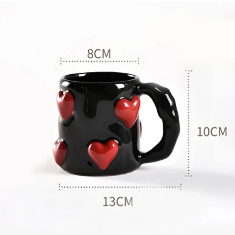 Taza de cerámica rosa con forma de corazón de AhunderJiaz, juego de tazas de café para el hogar, juego de utensilios de cocina, regalo de cumpleaños, decoración del hogar.