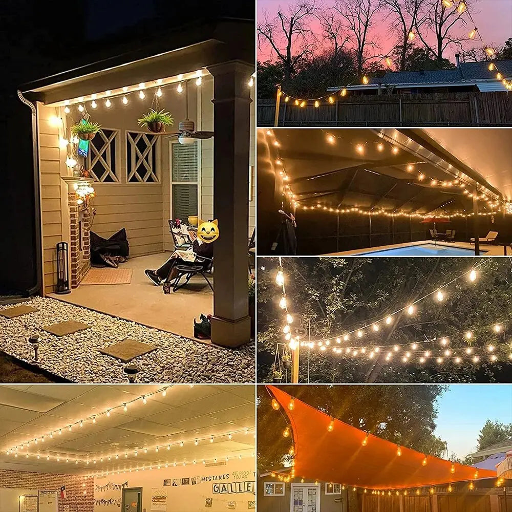1 unidad de guirnalda de luces solares, lámparas de jardín impermeables para exteriores, jardín, terraza, balcón, camping, decoración retro para fiestas.
