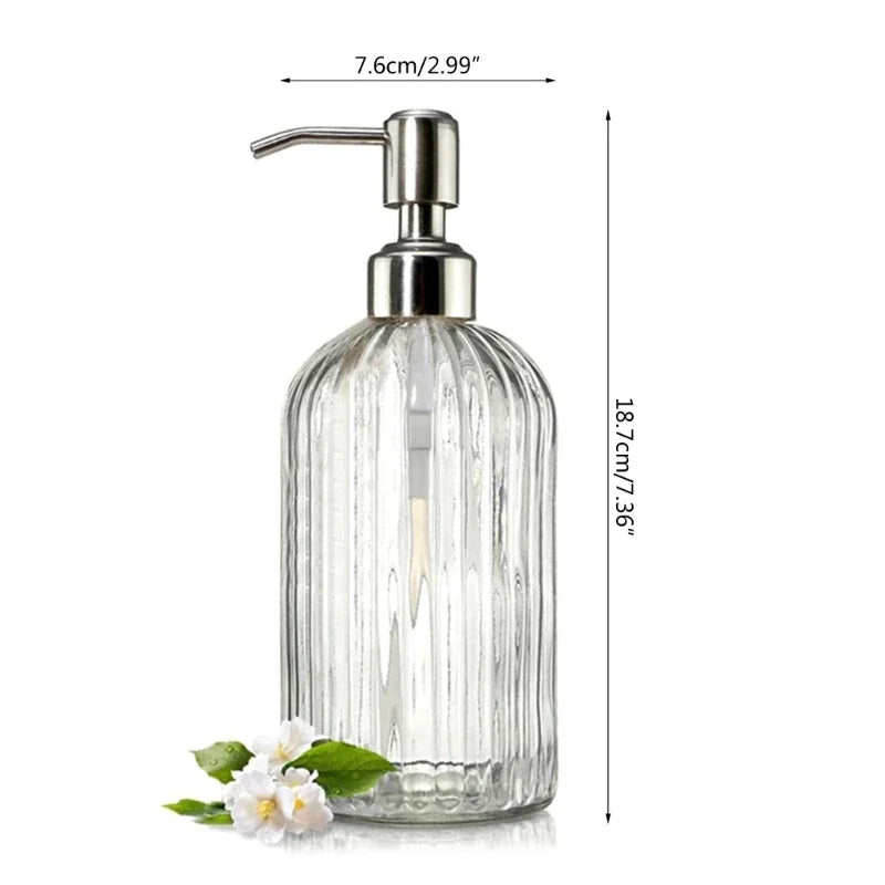 Dispensador de jabón para baño, vidrio transparente, vacío, para rellenar, para detergente, cocina, desinfectantes de manos, gel de ducha, champú.