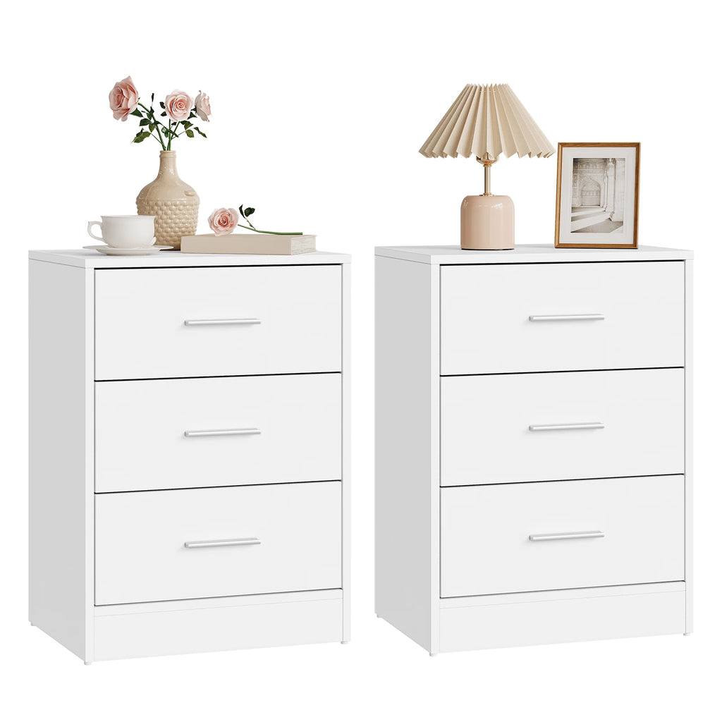 WOLTU Juego de 2 mesitas de noche de 39x54x28cm con 3 cajones, mueble de almacenamiento moderno para dormitorio y sala de estar.