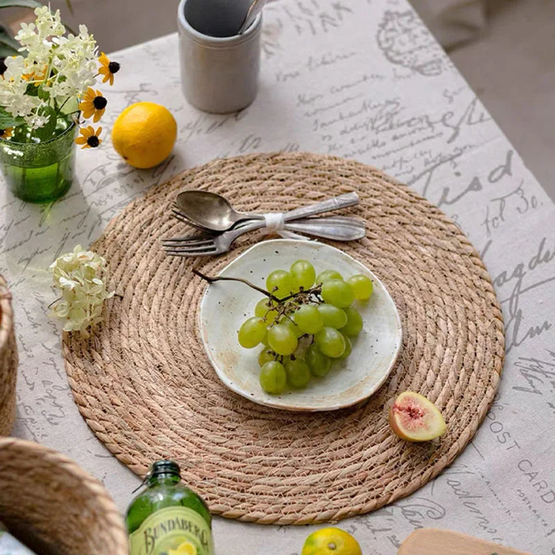 Salvamanteles de ratán tejidos a mano, manteles individuales redondos aislantes del calor, manteles individuales tejidos naturales para comedor, decoración del hogar y bodas al por mayor